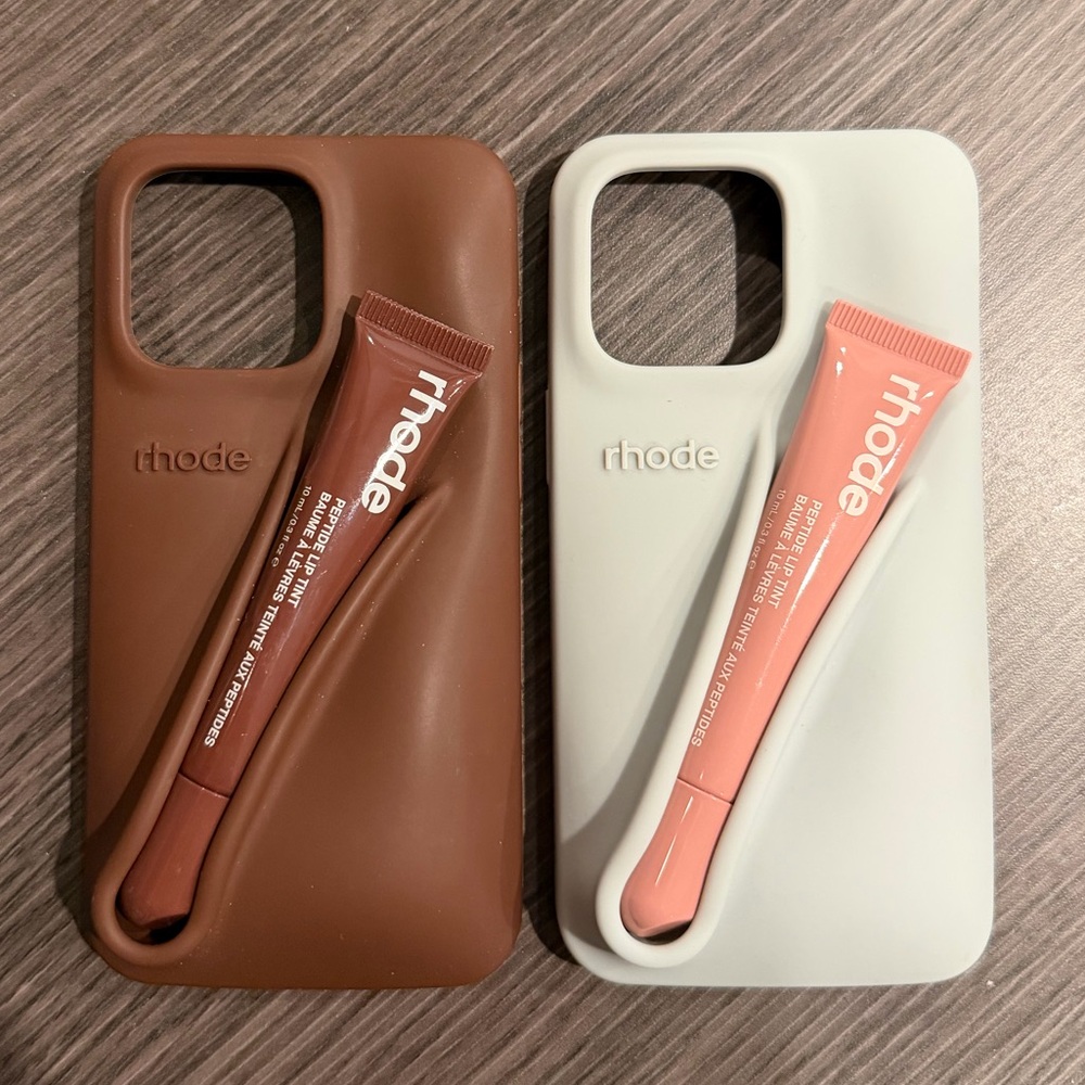 RHODE Brown and White Phone Cases with Lip Balm Holder